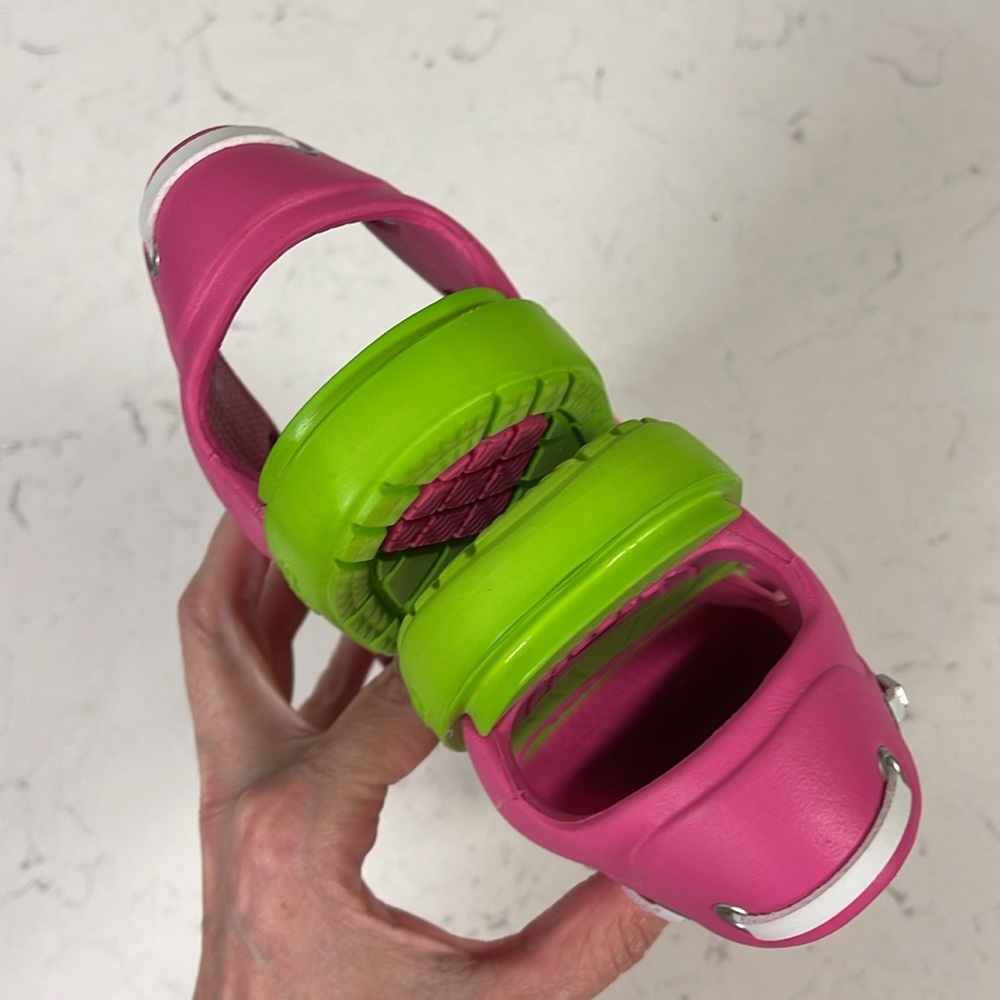 Crocs Beach Line Slip-On Boat Shoes Pink and Green Size 8 - Picture 5 of 15